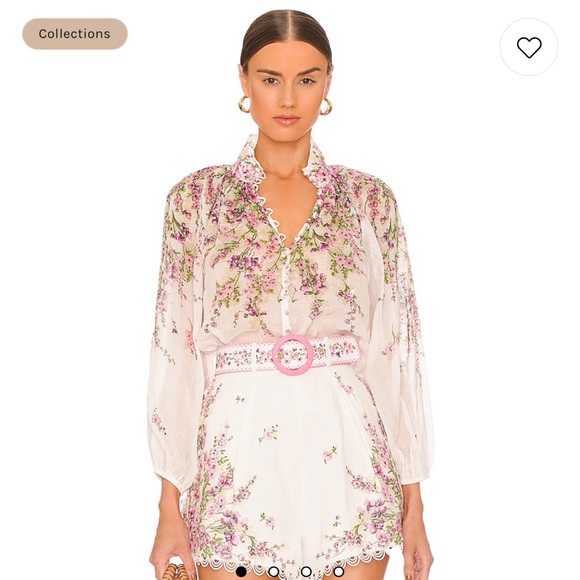 Zimmermann Tops - Zimmermann Jude Gathered floral-print ramie-gauze blouse, size 0